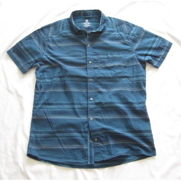 Men's Kuhl Metal Snap Button Stripes Short Sleeve Shirt Sz Small (MT639) - Picture 1 of 9